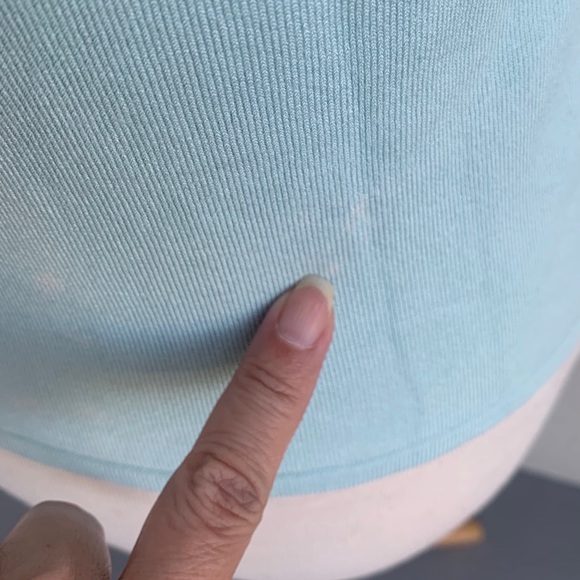 BEBE Aqua Stretchy Ruffle Blouse Size L - Picture 7 of 9